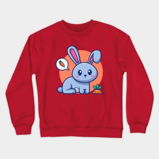 Cute Rabbit With Bubble Speech Carrot Crewneck Sweatshirt